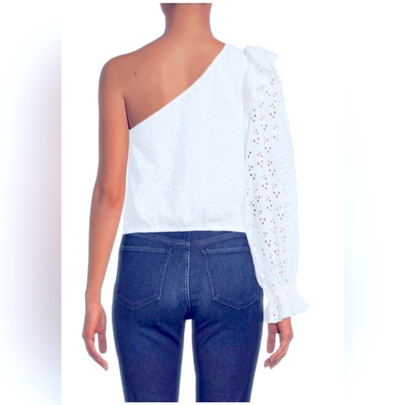 Cami NYC NWT Ardana Lace Eyelet One Shoulder Ruffle Crop Top Size XS - Picture 4 of 4